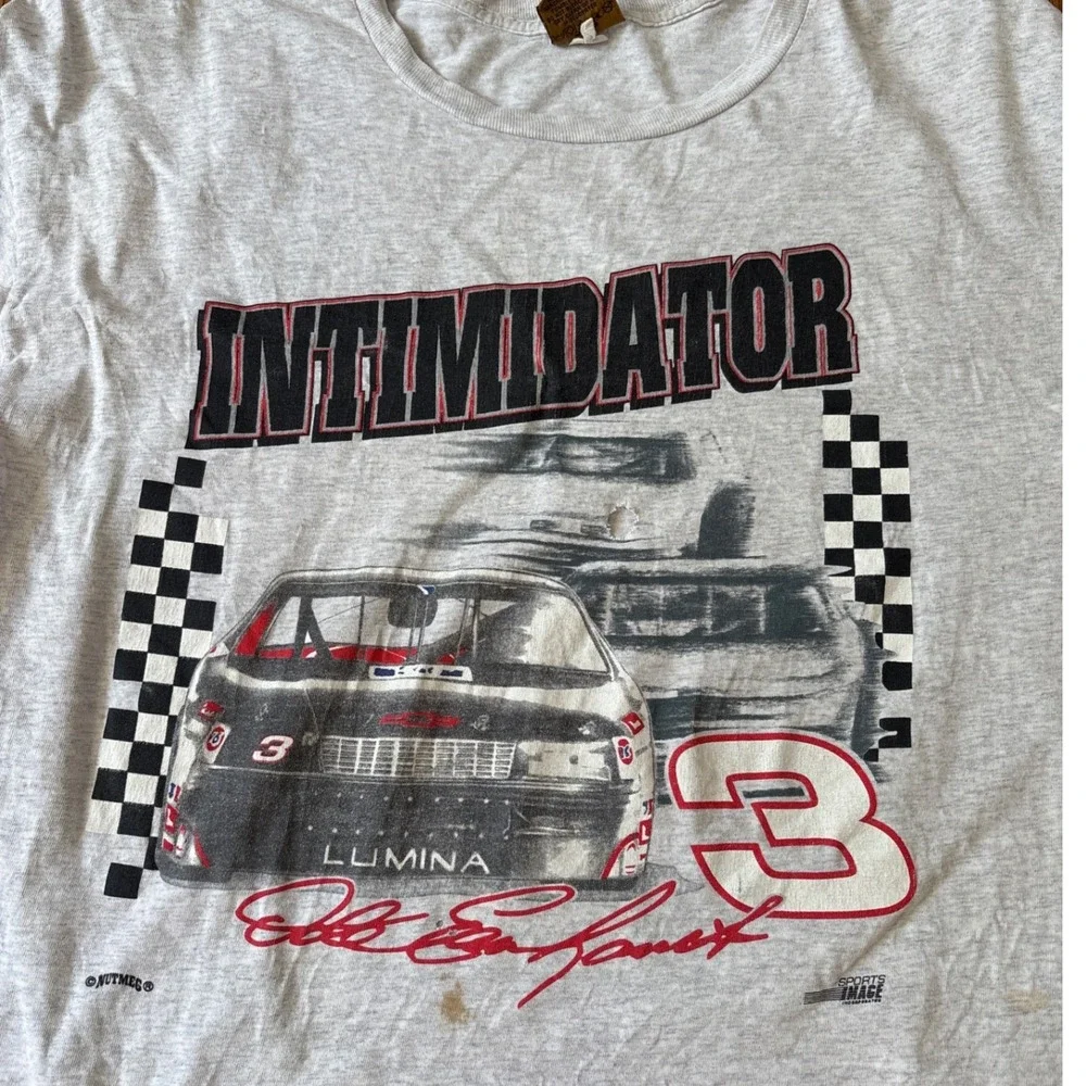 Nutmeg Mills Dale Earnhardt T Shirt Mens Gray Vintage Intimidator NASCAR SIZE XL